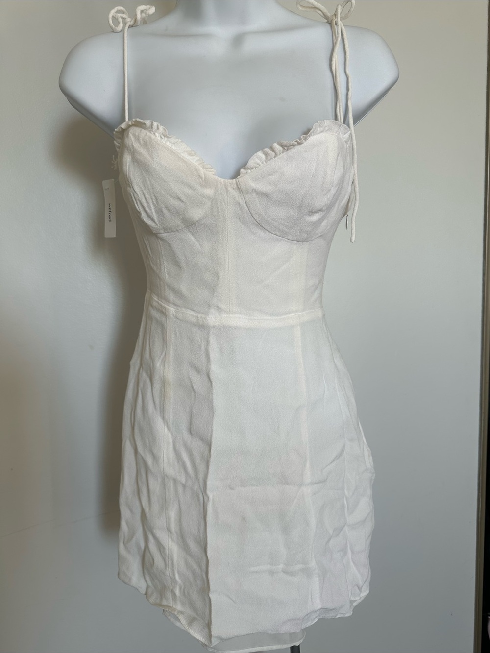 Tie-Shoulder Lined White Dress